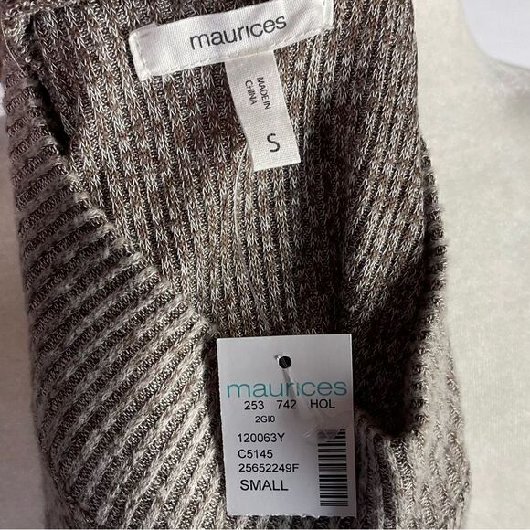 NWT Maurice’s Ribbed Mock Neck Babydoll Knit Top (Heather Taupe) - Small - Picture 8 of 9